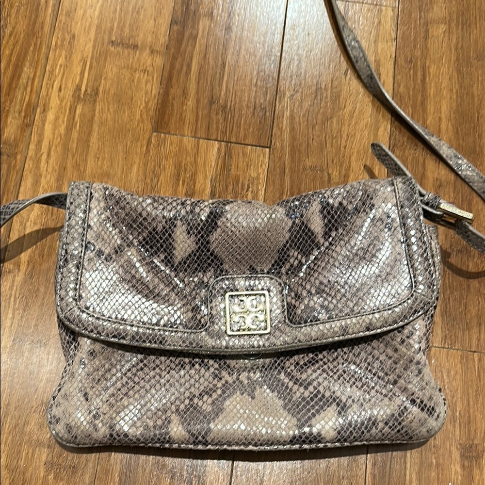 Tory Burch Gray Snakeskin Crossbody Bag